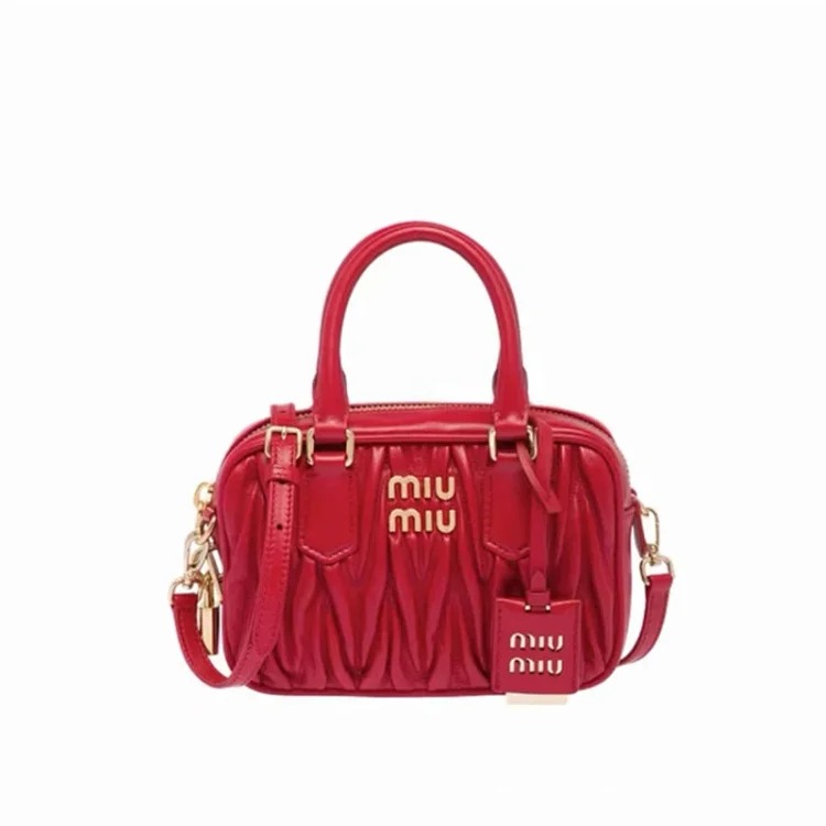 Bowling Pleated Bag Fashionable and Versatile Lambskin Shoulder Crossbody Girl image 5