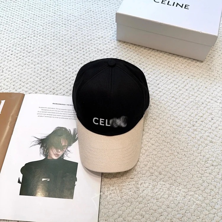 Chanel CE Home British style color block two-color peaked cap embroidered retro style versatile daily baseball cap letter duck tongue