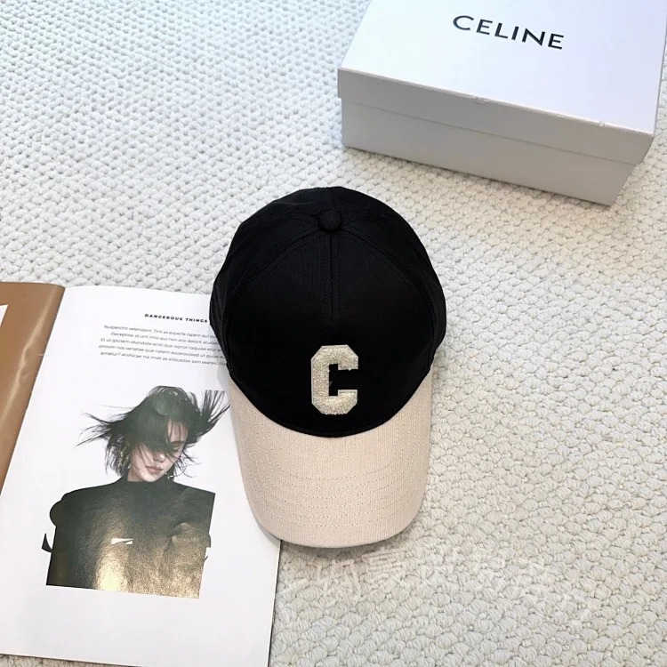 Chanel CE Home British style color block two-color peaked cap embroidered retro style versatile daily baseball cap letter duck tongue
