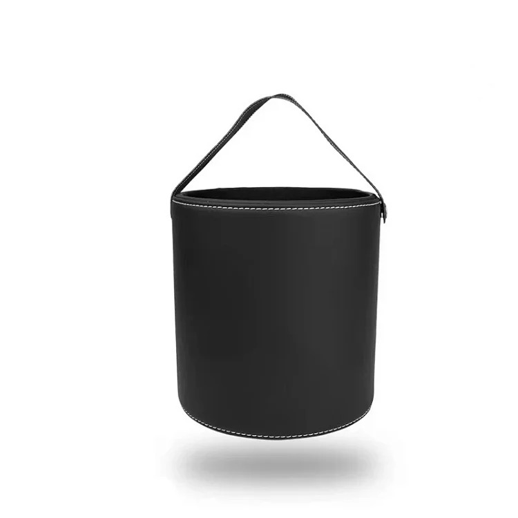 Car section built-in trash can Leather high-end car trash can Large capacity car storage box Car interior trash can image 2