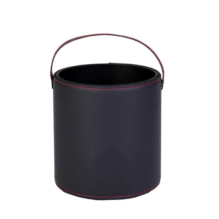 Car section built-in trash can Leather high-end car trash can Large capacity car storage box Car interior trash can image 3