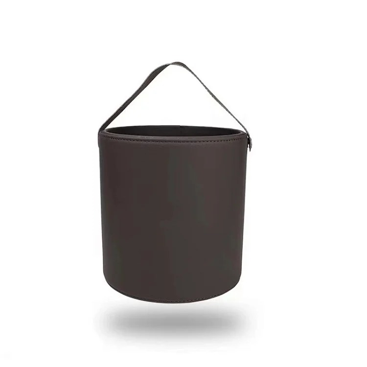 Car section built-in trash can Leather high-end car trash can Large capacity car storage box Car interior trash can image 5