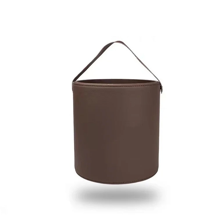 Car section built-in trash can Leather high-end car trash can Large capacity car storage box Car interior trash can image 6