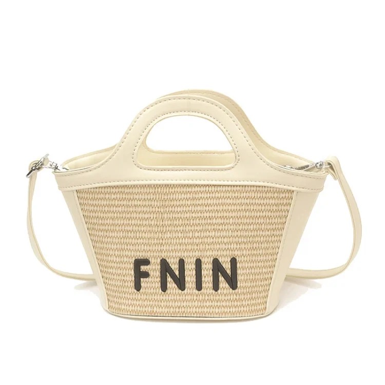 2026 Straw Bucket Bag Women's Fashion Simple Shoulder Bag Casual Commuting Crossbody Bag