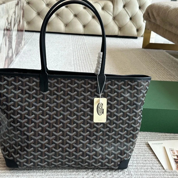 Goyard dog tooth zipper calfskin pebbled single-sided shopping bag hand tote bag image 2