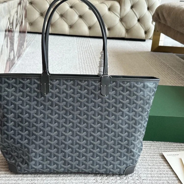 Goyard dog tooth zipper calfskin pebbled single-sided shopping bag hand tote bag image 4