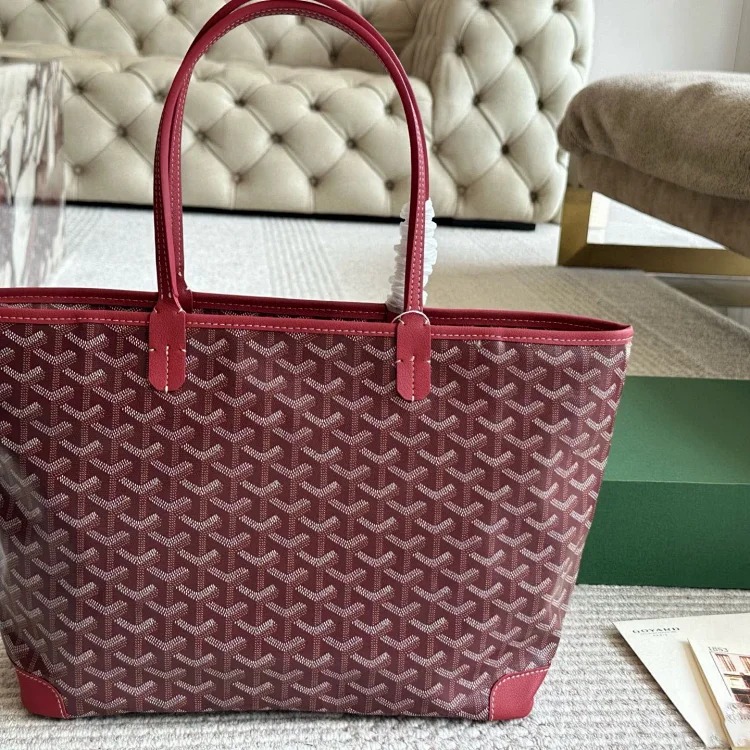 Goyard dog tooth zipper calfskin pebbled single-sided shopping bag hand tote bag image 5