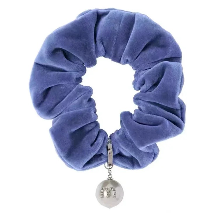 French style Miss Miao hanging pearl black velvet hair ring light luxury sweet cool style large intestine hair ring internet celebrity style small fragrance hair accessory