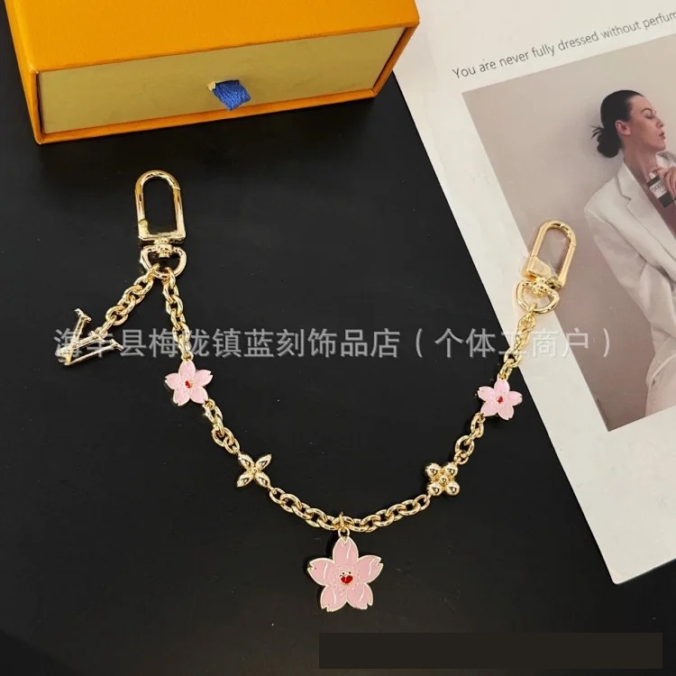 Plush cherry blossom bag charm sunflower bag charm fashion keychain charm peach blossom bracelet keychain