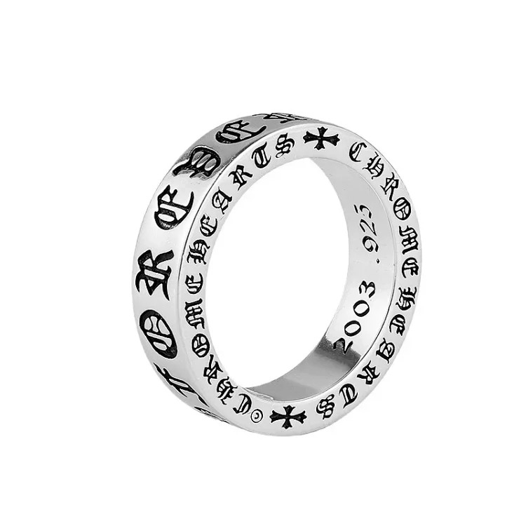 Chrome Hearts Ch trendy sterling silver s925 Cronus ring men and women same style round tomb tombstone tomb cross retro