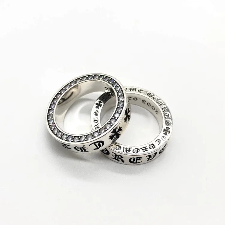 Chrome Hearts Ch trendy sterling silver s925 Cronus ring men and women same style round tomb tombstone tomb cross retro