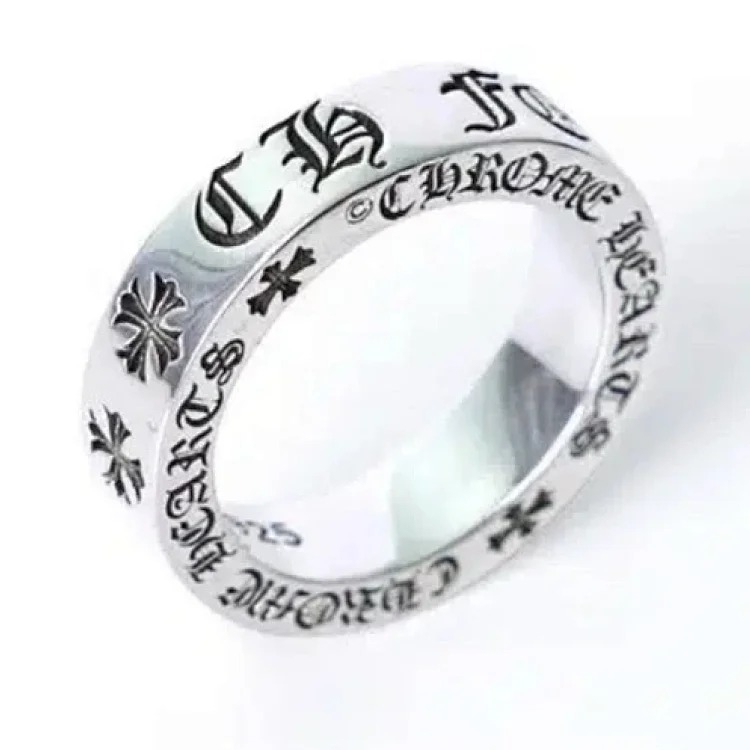 Chrome Hearts Ch trendy sterling silver s925 Cronus ring men and women same style round tomb tombstone tomb cross retro