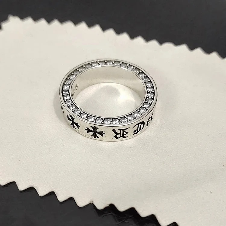 Chrome Hearts Ch trendy sterling silver s925 Cronus ring men and women same style round tomb tombstone tomb cross retro