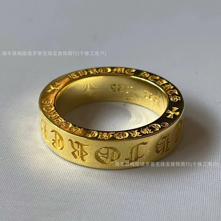Chrome Hearts Ch trendy sterling silver s925 Cronus ring men and women same style round tomb tombstone tomb cross retro