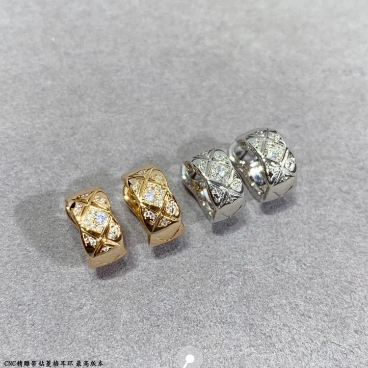 Xiangjia High Edition Coco Glossy Diamond-Free Earrings CNC Carved Earrings Light Luxury Versatile Rose Gold Stud Earrings for Women image 5