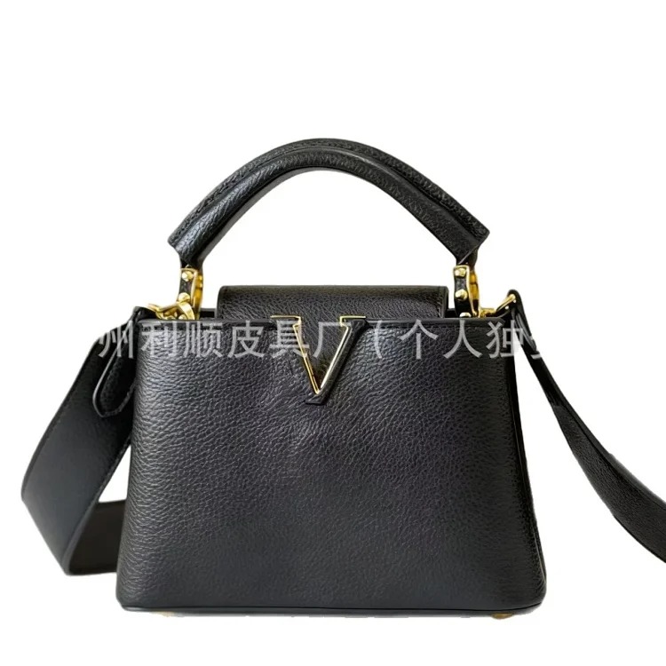Louis Vuitton Foreign trade Guangzhou high-quality capucinesbb genuine leather handbag for women with pebbled pattern single shoulder crossbody versatile