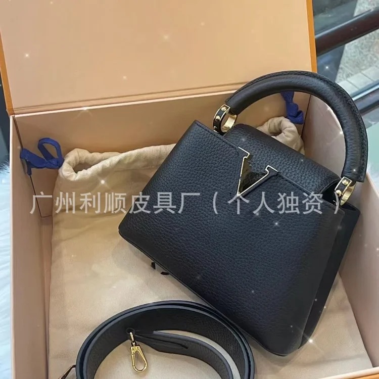 Louis Vuitton Foreign trade Guangzhou high-quality capucinesbb genuine leather handbag for women with pebbled pattern single shoulder crossbody versatile