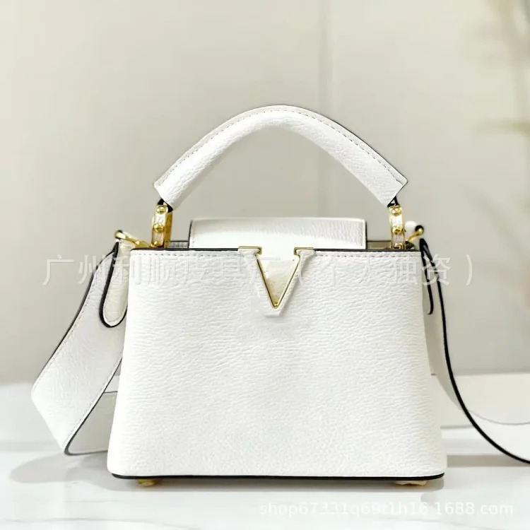 Louis Vuitton Foreign trade Guangzhou high-quality capucinesbb genuine leather handbag for women with pebbled pattern single shoulder crossbody versatile