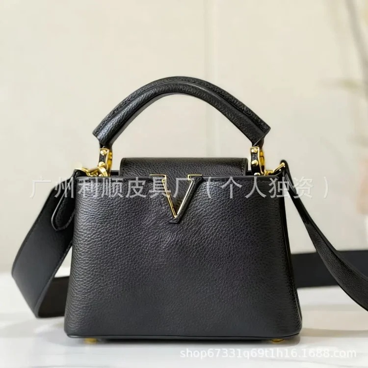 Louis Vuitton Foreign trade Guangzhou high-quality capucinesbb genuine leather handbag for women with pebbled pattern single shoulder crossbody versatile