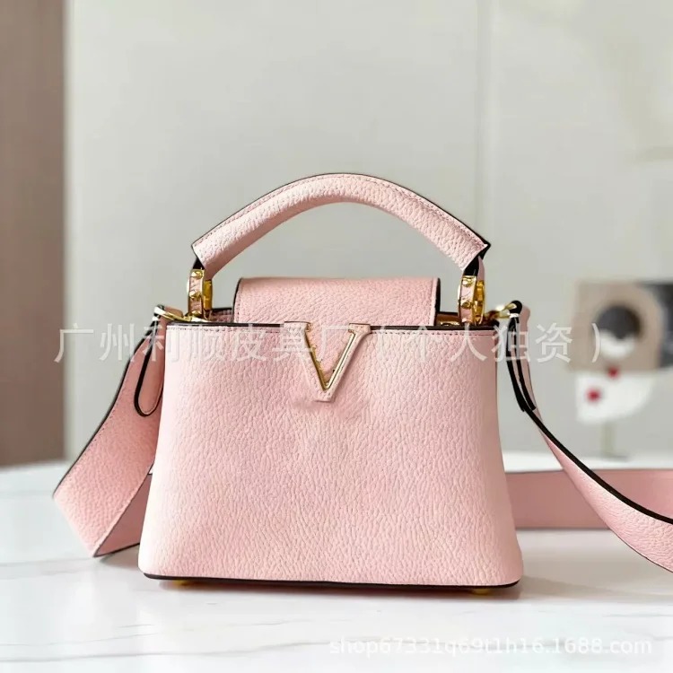 Louis Vuitton Foreign trade Guangzhou high-quality capucinesbb genuine leather handbag for women with pebbled pattern single shoulder crossbody versatile