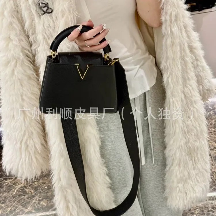 Louis Vuitton Foreign trade Guangzhou high-quality capucinesbb genuine leather handbag for women with pebbled pattern single shoulder crossbody versatile