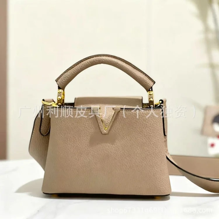 Louis Vuitton Foreign trade Guangzhou high-quality capucinesbb genuine leather handbag for women with pebbled pattern single shoulder crossbody versatile