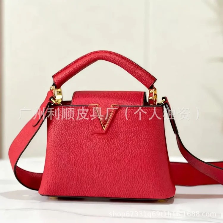 Louis Vuitton Foreign trade Guangzhou high-quality capucinesbb genuine leather handbag for women with pebbled pattern single shoulder crossbody versatile