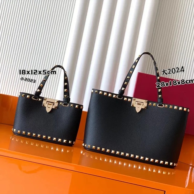 Handbags 2026 new grained calfskin women's bag with rivets small tote bag shoulder bag versatile crossbody bag fashion image 2
