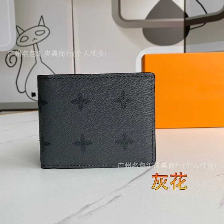 Cross-border European and American fashion men's wallet short half-fold genuine leather wallet with packaging foreign trade supply wallet 60895