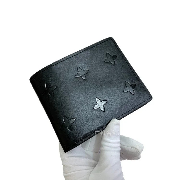 Cross-border European and American fashion men's wallet short half-fold genuine leather wallet with packaging foreign trade supply wallet 60895