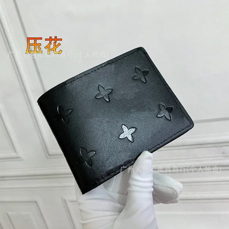 Cross-border European and American fashion men's wallet short half-fold genuine leather wallet with packaging foreign trade supply wallet 60895