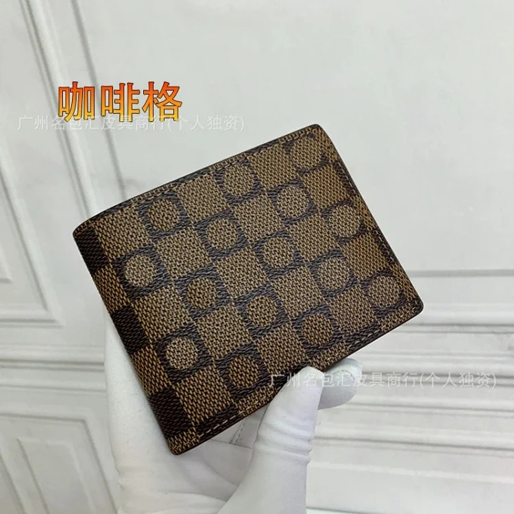 Cross-border European and American fashion men's wallet short half-fold genuine leather wallet with packaging foreign trade supply wallet 60895
