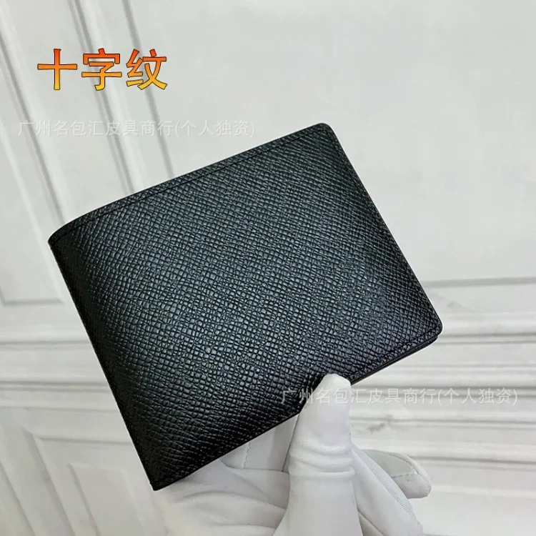 Cross-border European and American fashion men's wallet short half-fold genuine leather wallet with packaging foreign trade supply wallet 60895