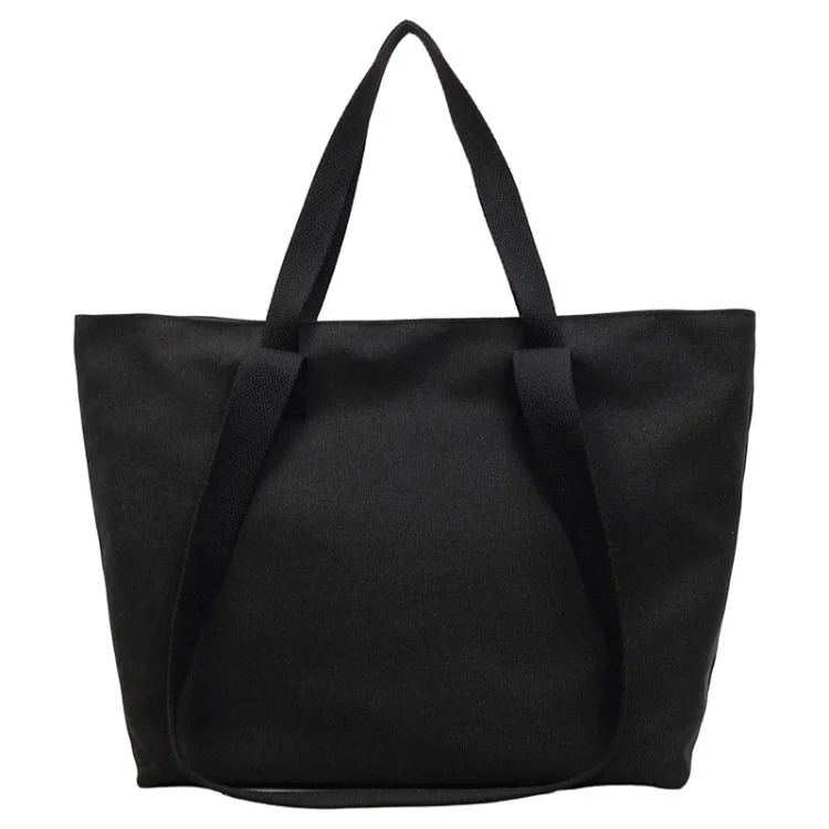 Foreign trade canvas bag Japanese retro simple solid color handbag large capacity commuter tote bag casual shoulder bag trendy