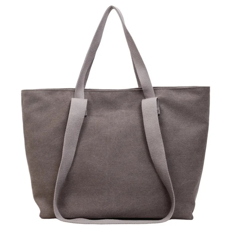 Foreign trade canvas bag Japanese retro simple solid color handbag large capacity commuter tote bag casual shoulder bag trendy