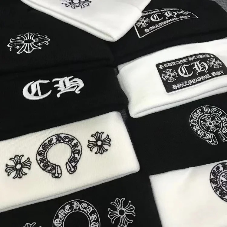 CH new woolen hats for men and women, knitted hats, embroidered hats, trendy cold hats, pullover hats