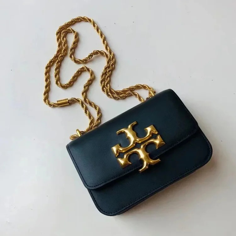 Torty Burch2024 new small gold brick tofu chain small square bag retro one-shoulder cross-body commuter women's bag trendy