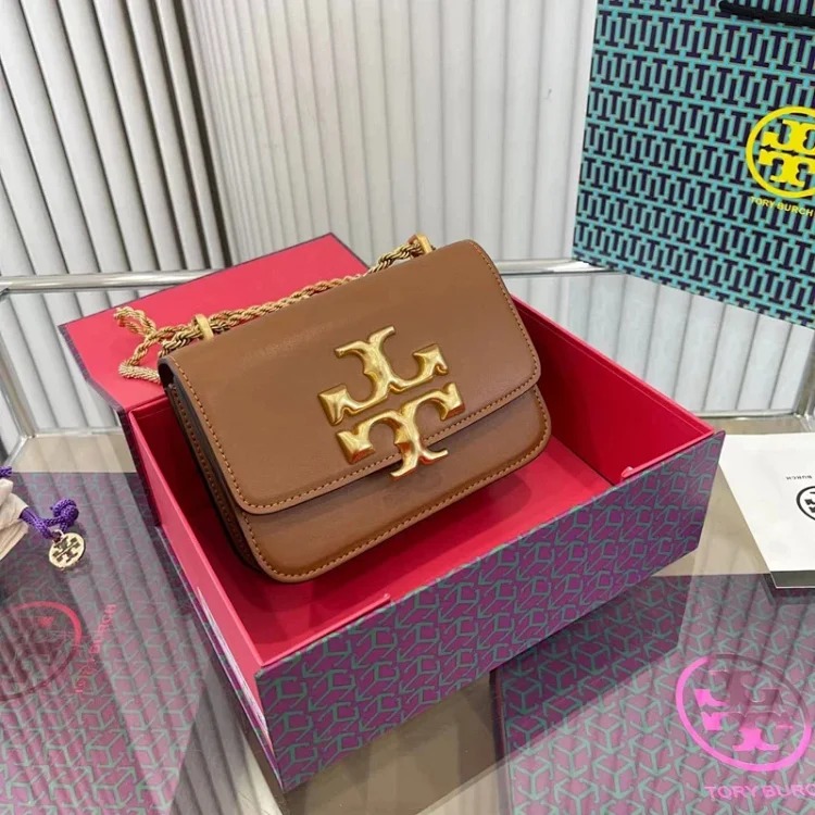Torty Burch2024 new small gold brick tofu chain small square bag retro one-shoulder cross-body commuter women's bag trendy