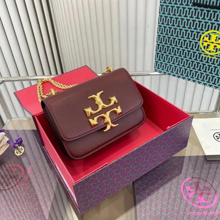 Torty Burch2024 new small gold brick tofu chain small square bag retro one-shoulder cross-body commuter women's bag trendy