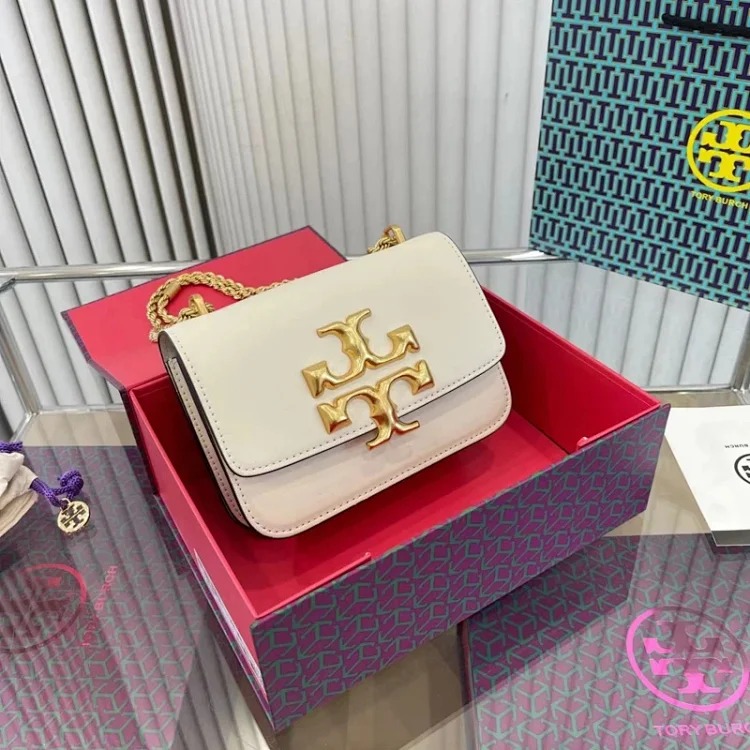 Torty Burch2024 new small gold brick tofu chain small square bag retro one-shoulder cross-body commuter women's bag trendy