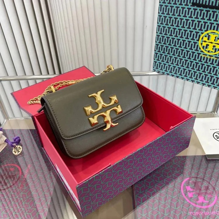 Torty Burch2024 new small gold brick tofu chain small square bag retro one-shoulder cross-body commuter women's bag trendy