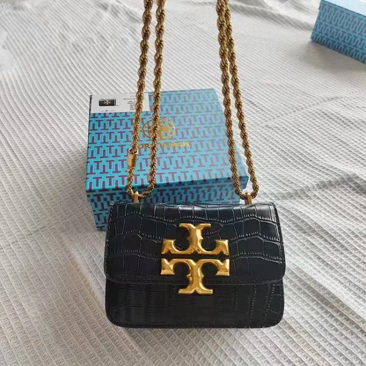 Torty Burch2024 new small gold brick tofu chain small square bag retro one-shoulder cross-body commuter women's bag trendy