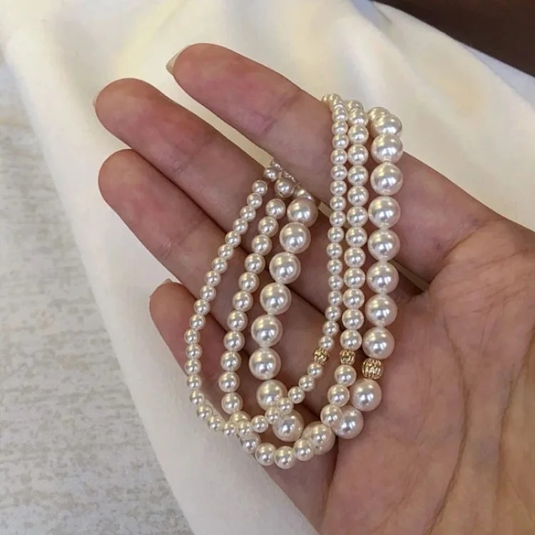 S925 sterling silver small gold beads Shijia pearl round bracelet exquisite and versatile same style niche design high-end bracelet