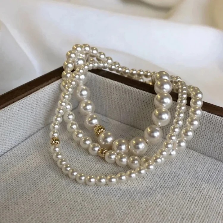 S925 sterling silver small gold beads Shijia pearl round bracelet exquisite and versatile same style niche design high-end bracelet