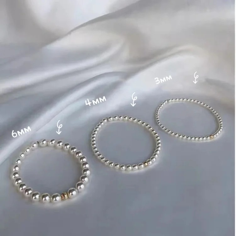 S925 sterling silver small gold beads Shijia pearl round bracelet exquisite and versatile same style niche design high-end bracelet