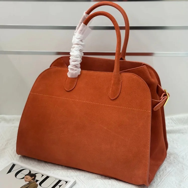 The Row autumn and winter star's same bag suede Margaux15 handbag commuter computer portable tote