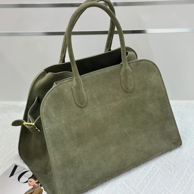 The Row autumn and winter star's same bag suede Margaux15 handbag commuter computer portable tote
