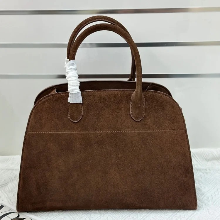 The Row autumn and winter star's same bag suede Margaux15 handbag commuter computer portable tote