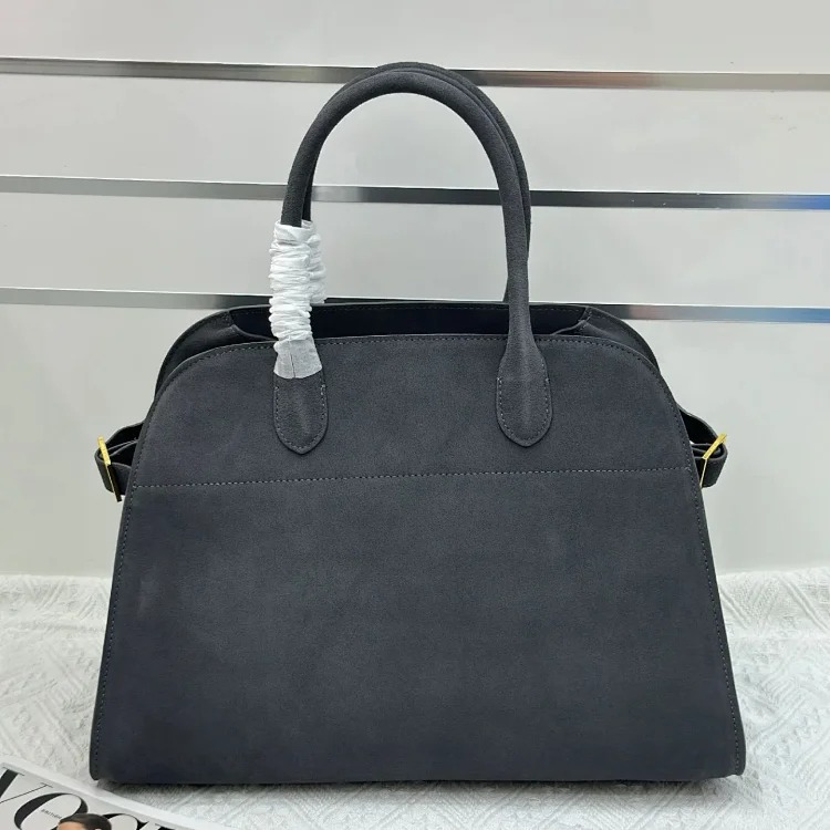 The Row autumn and winter star's same bag suede Margaux15 handbag commuter computer portable tote
