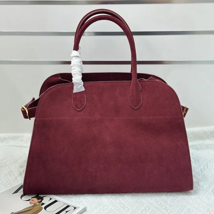 The Row autumn and winter star's same bag suede Margaux15 handbag commuter computer portable tote